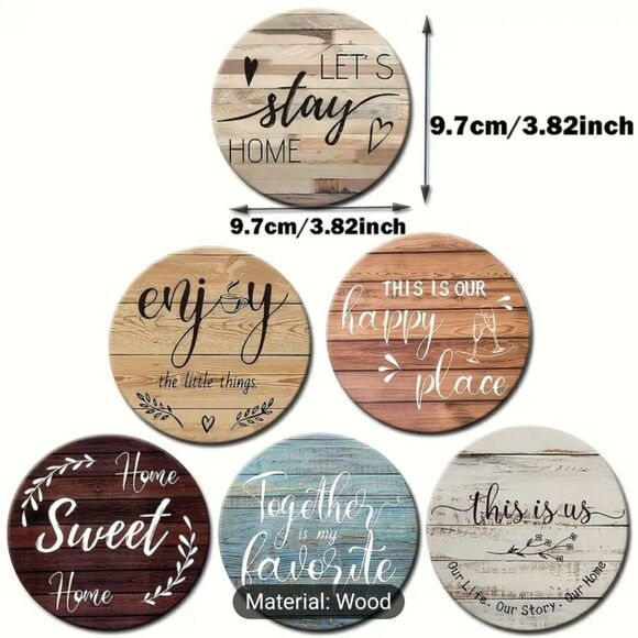 Coaster 6 piece set farmhouse wooden - Picture 2 of 8